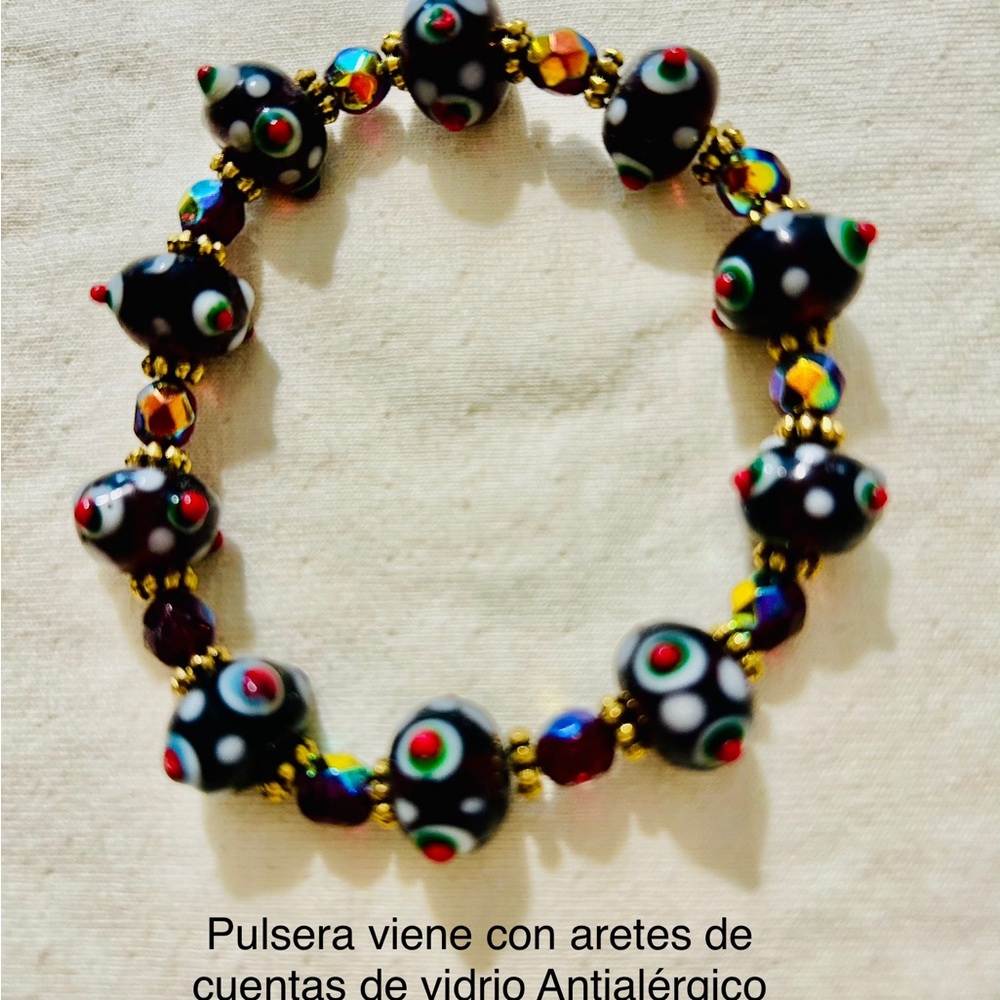 Colorful Beaded Bracelet and Earrings Set